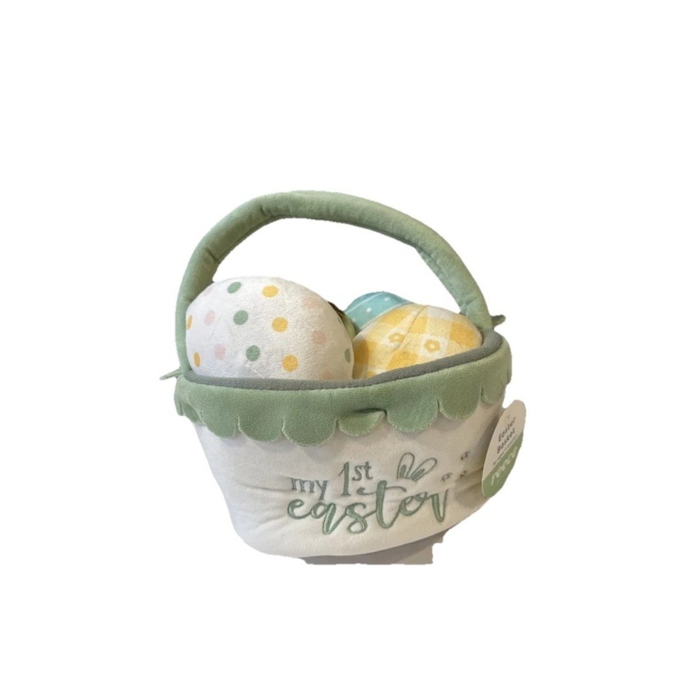 My First Easter Baby's Stuffed Plush 1st Easter Bucket 4 Plush Playful Eggs NWT